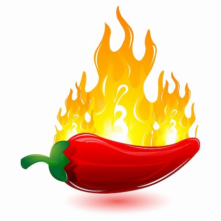 spices vector - illustration of red chili with fire  on white background Stock Photo - Budget Royalty-Free & Subscription, Code: 400-04266596