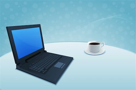 simsearch:400-04386602,k - illustration of laptop with coffee Stockbilder - Microstock & Abonnement, Bildnummer: 400-04266600