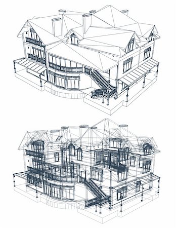 diagrammatic drawing in architecture - architecture blueprint of a house over a white background Stock Photo - Budget Royalty-Free & Subscription, Code: 400-04266774