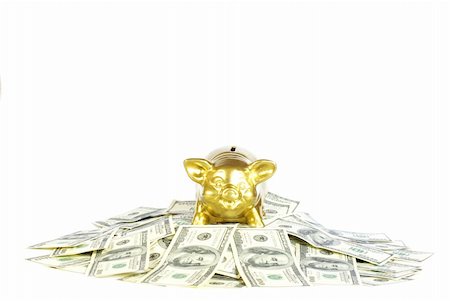 gold piggy bank on a  dollars Stock Photo - Budget Royalty-Free & Subscription, Code: 400-04266999