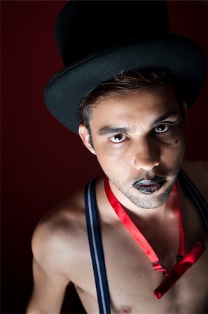 simsearch:400-05285711,k - man with black lips and a top hat Stock Photo - Budget Royalty-Free & Subscription, Code: 400-04267291