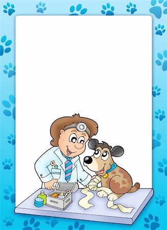 Frame with sick dog at veterinarian - color illustration. Stock Photo - Budget Royalty-Free & Subscription, Code: 400-04267367