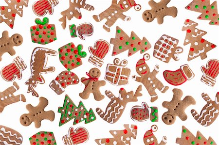 simsearch:400-05746007,k - Homemade Gingerbread cookies with different shapes isolated on white background Stockbilder - Microstock & Abonnement, Bildnummer: 400-04267576