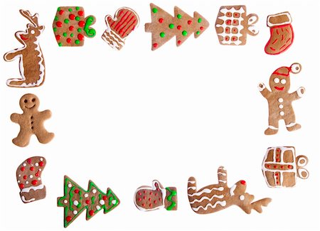 simsearch:400-05746007,k - Homemade Gingerbread cookies with different shapes isolated on white background Stock Photo - Budget Royalty-Free & Subscription, Code: 400-04267577