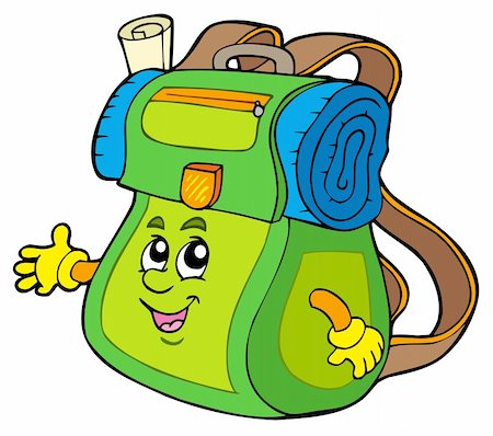 Cartoon backpack on white background - vector illustration. Stock Photo - Budget Royalty-Free & Subscription, Code: 400-04267684