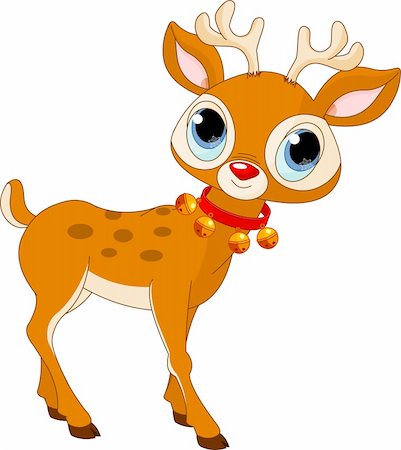 santa and reindeer - Illustration of beautiful cartoon reindeer Rudolf Stock Photo - Budget Royalty-Free & Subscription, Code: 400-04267825