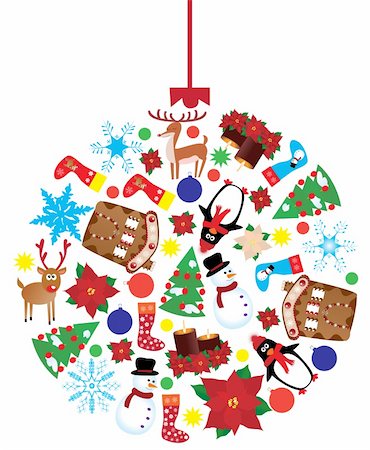 simsearch:400-05735543,k - vector illustration of christmas ball made of different x-mas elements Photographie de stock - Aubaine LD & Abonnement, Code: 400-04267843