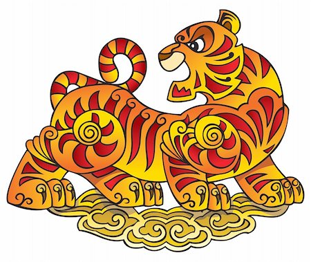 Tiger, symbol of the year, a character of Chinese horoscope, vector illustration Stock Photo - Budget Royalty-Free & Subscription, Code: 400-04267896