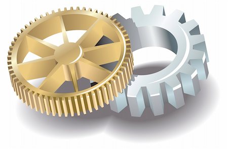 design of mechanic - Two 3D gears, vector illustration Stock Photo - Budget Royalty-Free & Subscription, Code: 400-04267909