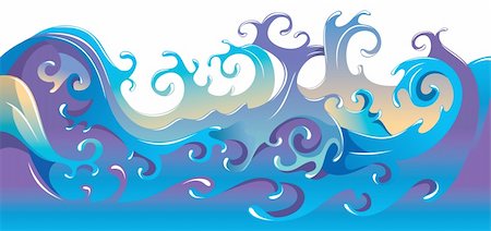 Swirling sea waves, cartoon vector illustration Stock Photo - Budget Royalty-Free & Subscription, Code: 400-04267925