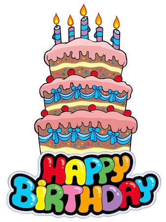 simsearch:400-04268513,k - Happy birthday sign with tall cake - vector illustration. Foto de stock - Super Valor sin royalties y Suscripción, Código: 400-04267945