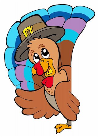 simsearch:400-07216215,k - Lurking Thanksgiving turkey - vector illustration. Foto de stock - Royalty-Free Super Valor e Assinatura, Número: 400-04267966