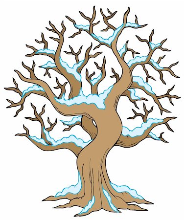 drawings of tree branches - Hollow tree with snow - vector illustration. Stock Photo - Budget Royalty-Free & Subscription, Code: 400-04267961