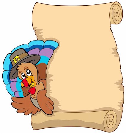 Thanksgiving scroll with turkey 1 - vector illustration. Stock Photo - Budget Royalty-Free & Subscription, Code: 400-04267989
