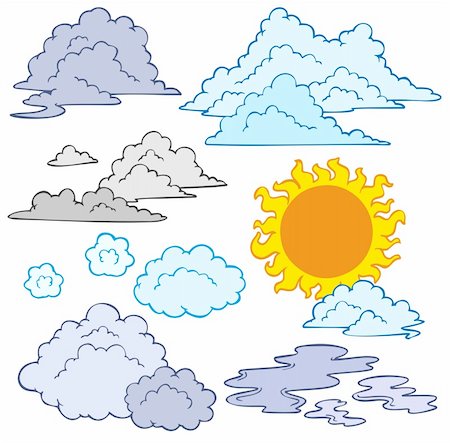 Various clouds and Sun - vector illustration. Stock Photo - Budget Royalty-Free & Subscription, Code: 400-04267998