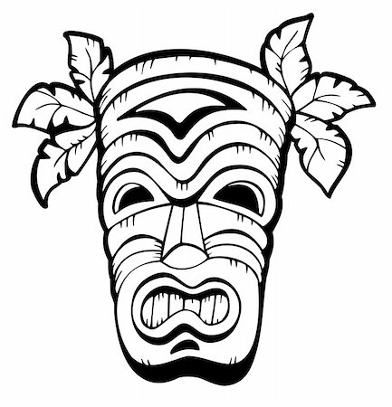 Wooden Hawaiian mask - vector illustration. Photographie de stock - Aubaine LD & Abonnement, Code: 400-04268002