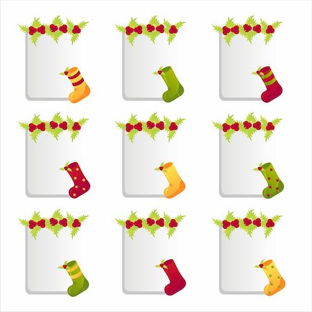 simsearch:400-05743697,k - set of 9 christmas socks frames Stock Photo - Budget Royalty-Free & Subscription, Code: 400-04268339