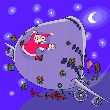 A sledge of Santa Claus is crashed by a plane Stock Photo - Budget Royalty-Free & Subscription, Code: 400-04268355