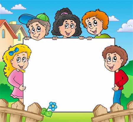 simsearch:400-04267682,k - Blank frame with various kids - color illustration. Foto de stock - Royalty-Free Super Valor e Assinatura, Número: 400-04268463