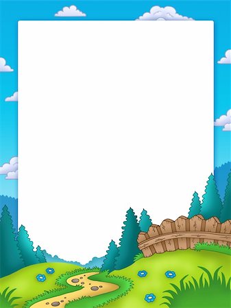 Frame with country landscape - color illustration. Stock Photo - Budget Royalty-Free & Subscription, Code: 400-04268488