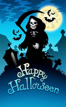 simsearch:400-04267958,k - Halloween image with grim reaper - color illustration. Stock Photo - Budget Royalty-Free & Subscription, Code: 400-04268505