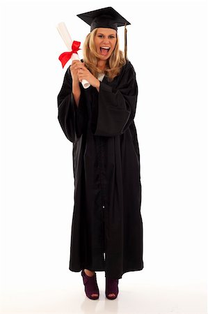 Young woman with graduation gown and diploma Stock Photo - Budget Royalty-Free & Subscription, Code: 400-04268727