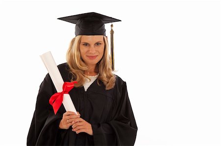 Young woman with graduation gown and diploma Foto de stock - Super Valor sin royalties y Suscripción, Código: 400-04268734