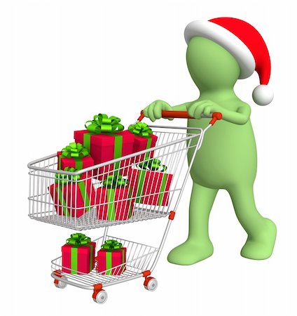simsearch:400-06565673,k - Consumer with shopping cart and gifts. Isolated over white Stock Photo - Budget Royalty-Free & Subscription, Code: 400-04268822