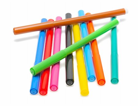 simsearch:400-05056234,k - A set of colored felt pens on a white background, isolated Stock Photo - Budget Royalty-Free & Subscription, Code: 400-04269178