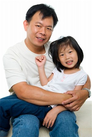 simsearch:400-07517983,k - Asian father and daughter on white background Foto de stock - Super Valor sin royalties y Suscripción, Código: 400-04269458