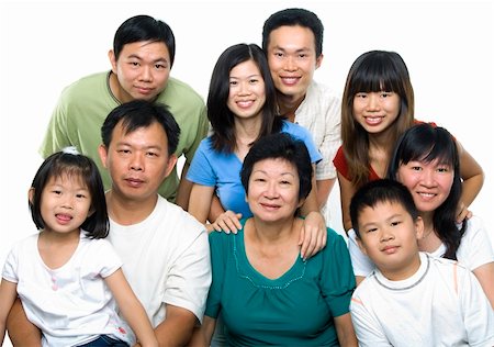 simsearch:400-04400433,k - Asian family portrait on white background, 3 generations. Stock Photo - Budget Royalty-Free & Subscription, Code: 400-04269453