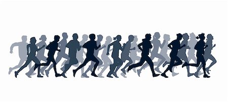 Crowd of young people running. Sport vector illustration. Foto de stock - Super Valor sin royalties y Suscripción, Código: 400-04269494