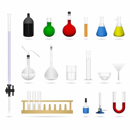 funnel - A big set of chemical equipment for lab in vector. Stock Photo - Budget Royalty-Free & Subscription, Code: 400-04269627