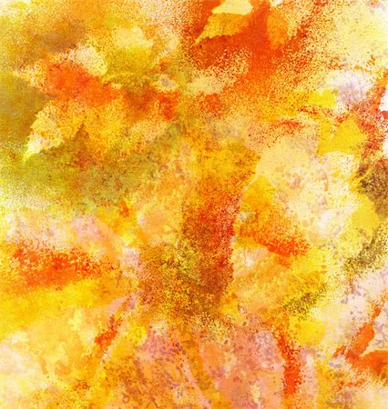 simsearch:400-07983446,k - Abstract background, watercolor: leaves, hand painted on a paper. Pink, red, orange, yellow Fotografie stock - Microstock e Abbonamento, Codice: 400-04269694