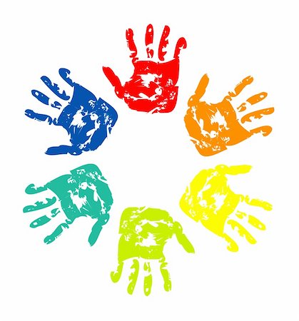 paint baby - Set of colorful hand prints isolated on white background Stock Photo - Budget Royalty-Free & Subscription, Code: 400-04269737