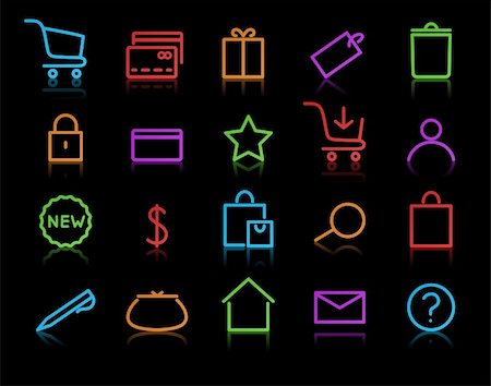 Vector illustration of neon original e-commerce Icon Set, good for web, software etc. Stock Photo - Budget Royalty-Free & Subscription, Code: 400-04269763