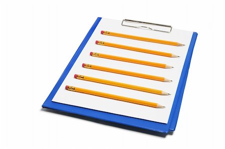 simsearch:400-04775843,k - Clipboard with Papers and Pencils on White Background Stock Photo - Budget Royalty-Free & Subscription, Code: 400-04269839