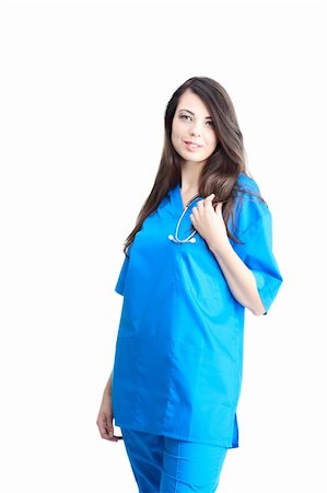 simsearch:400-05172792,k - Female health care worker wearing stethoscope smiling Foto de stock - Royalty-Free Super Valor e Assinatura, Número: 400-04269889