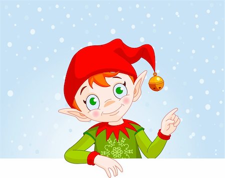 red christmas invitation - Cute Christmas Elf with a place card or invite Stock Photo - Budget Royalty-Free & Subscription, Code: 400-04269919
