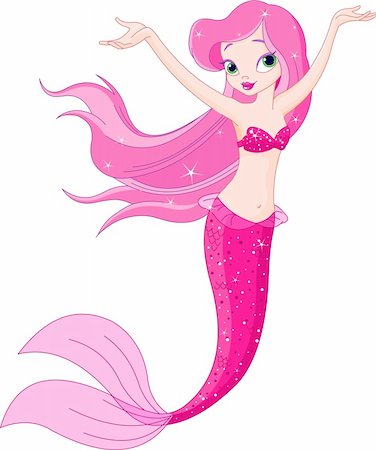 fantasy fish art - Ilustration of a cute mermaid girl under the sea Stock Photo - Budget Royalty-Free & Subscription, Code: 400-04269925