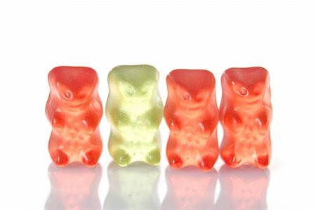 gummy bears isolated on white background showing special individuality Stock Photo - Budget Royalty-Free & Subscription, Code: 400-04269990