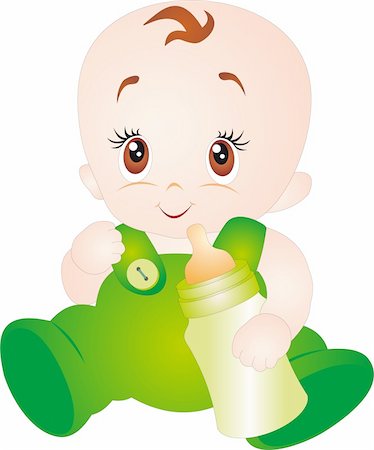 simsearch:400-05258814,k - A baby eating milk from the bottle. Vector isolated on white background Stock Photo - Budget Royalty-Free & Subscription, Code: 400-04260081