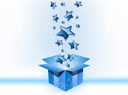 simsearch:400-04234530,k - Vector - Gift Box Blue with Stars on White Background Stock Photo - Budget Royalty-Free & Subscription, Code: 400-04260322