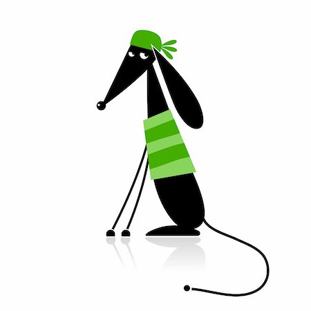 fashion dog cartoon - Fashion dog silhouette for your design Stock Photo - Budget Royalty-Free & Subscription, Code: 400-04260334