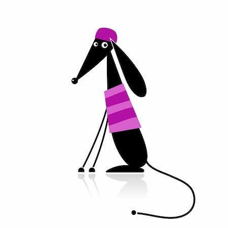 fashion dog cartoon - Fashion dog silhouette for your design Stock Photo - Budget Royalty-Free & Subscription, Code: 400-04260333