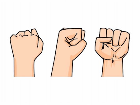 fingers outline drawing - fist of human vector on white background (back, side, front) Stock Photo - Budget Royalty-Free & Subscription, Code: 400-04260423