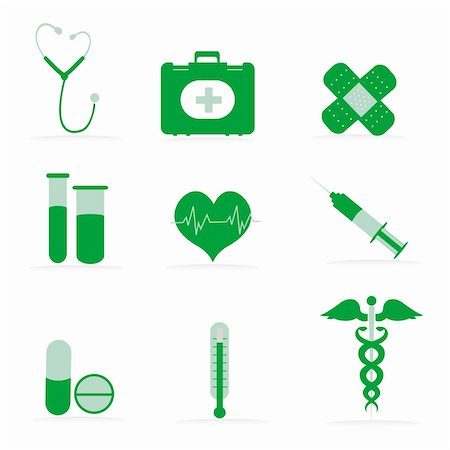 first medical assistance - illustration of collection of medical icons on isolated background Stock Photo - Budget Royalty-Free & Subscription, Code: 400-04260458