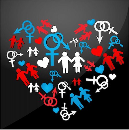 simsearch:400-04747123,k - illustration of male female icons forming heart Stock Photo - Budget Royalty-Free & Subscription, Code: 400-04260509