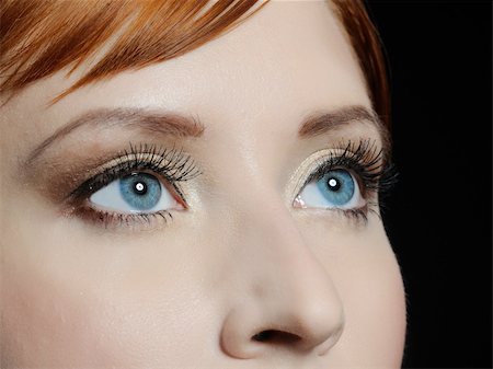simsearch:400-08096297,k - Beautiful macro shot of blue eyes with long lashes and make-up in brown tones Stock Photo - Budget Royalty-Free & Subscription, Code: 400-04260774