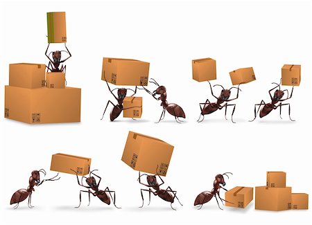 delivering cartons - package delivery mail order cardboard box packet send by ants Stock Photo - Budget Royalty-Free & Subscription, Code: 400-04260913